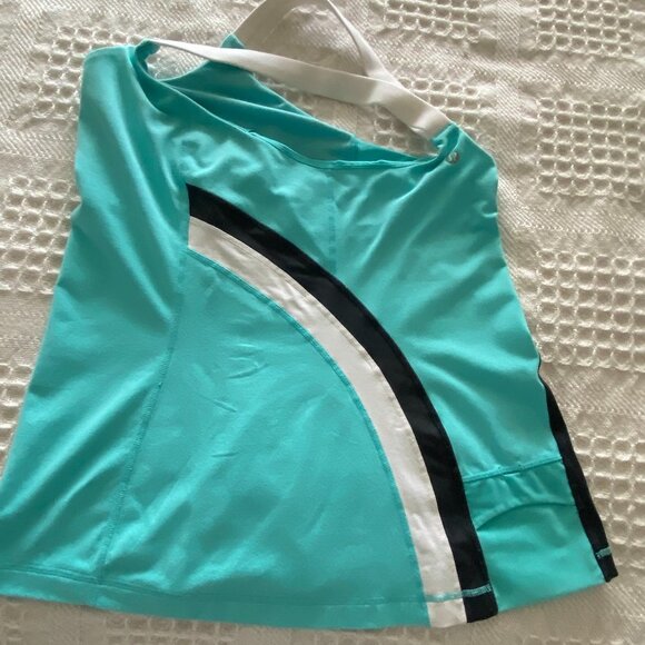 Lululemon Blue with Black/White Accents Tank w/ Built-in Bra White Straps - Picture 4 of 4